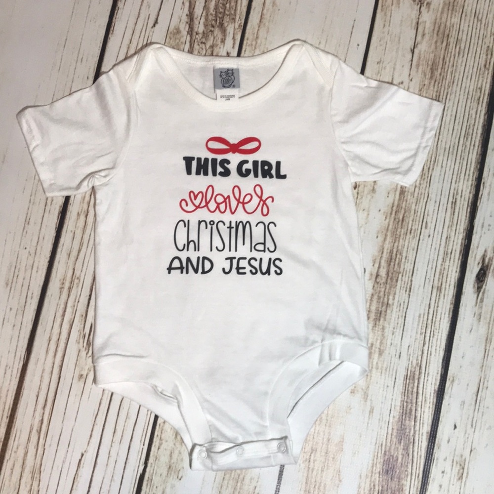 Baby One Piece Bodysuit 24 Mos.Christmas White
